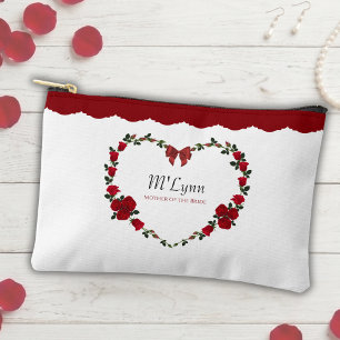 Elegante rote Rosen Brautmutter Schminktasche Zubehörtasche