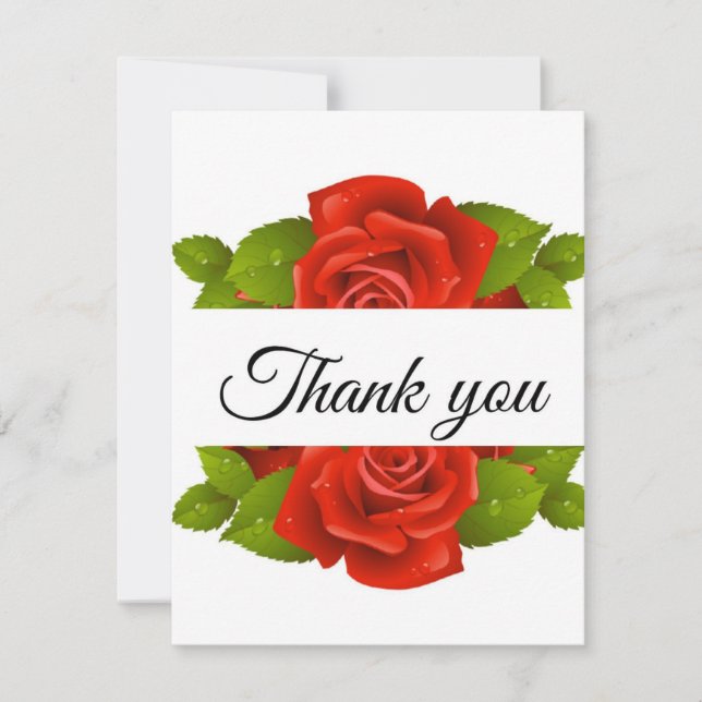 Elegante Rote Rosen Dankeschön Card Dankeskarte (Vorderseite)