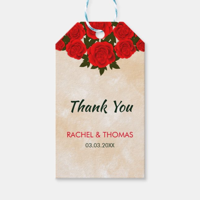 Elegante Rote Rosen Geschenkanhänger (Vorderseite)