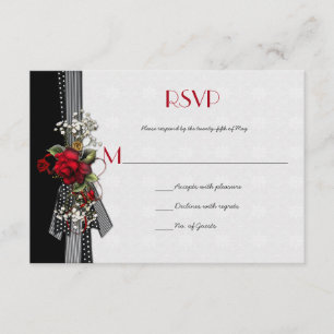 Elegante Rote Rosen Gipskraut Black Ribbons UAWG RSVP Karte
