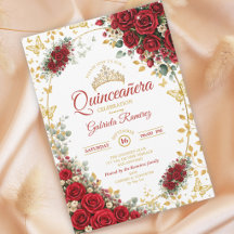 Elegante rote Rosen goldene Schmetterlinge Quincea
