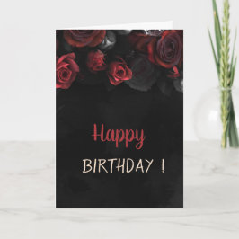 Elegante Rote Rosen Gothic Geburtstag Karte