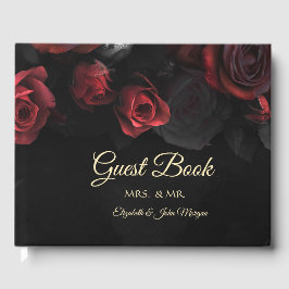 Elegante Rote Rosen Gotische Hochzeit Gästebuch