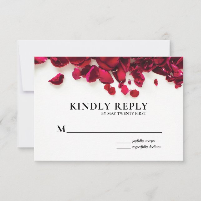 Elegante Rote Rosen Hochzeit RSVP Karte (Vorderseite)
