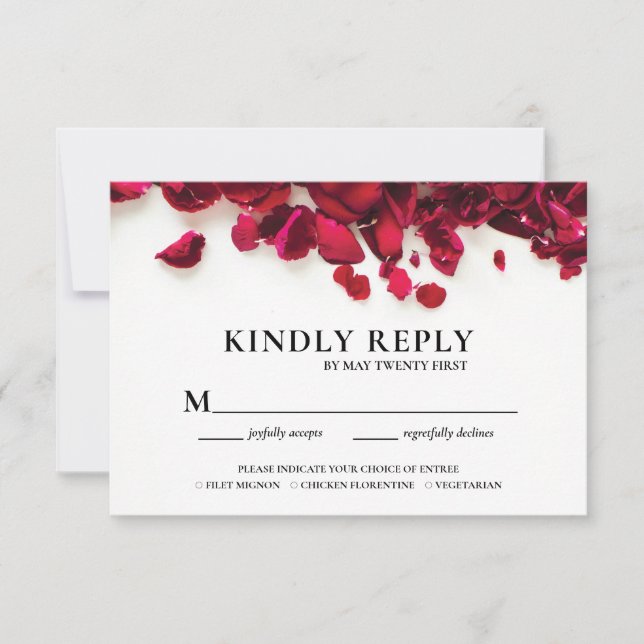 Elegante Rote Rosen Hochzeit RSVP Karte (Vorderseite)