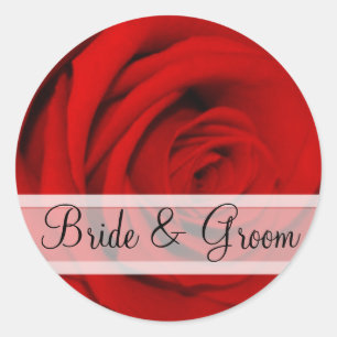 Elegante rote Rosen-Hochzeitsaufkleber Runder Aufkleber