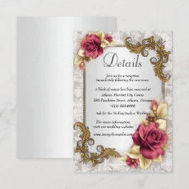 Elegante Rote Rosen Hochzeitsdetails Begleitkarte