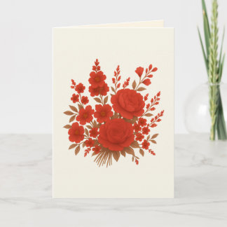 Elegante rote Rosen-Hochzeitskarte | Elfenbein, go Einladung