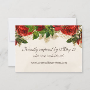 Elegante rote Rosen Hochzeitswebsite RSVP Karte