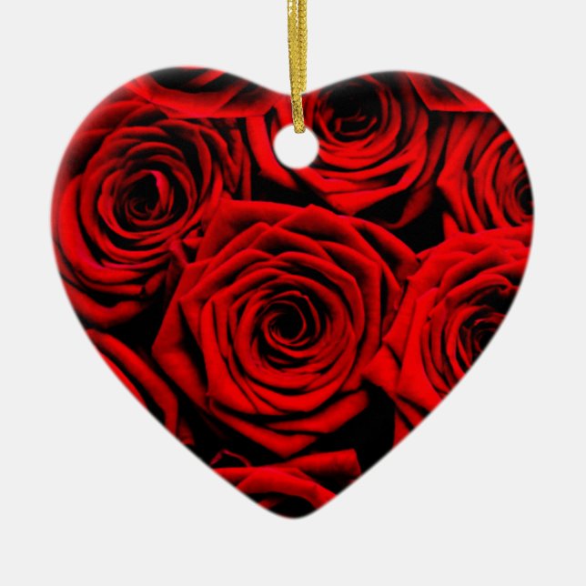 Elegante Rote Rosen Keramikornament (Vorne)