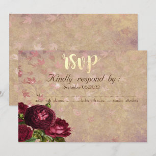 Elegante rote Rosen mit fallenden Blättern RSVP Einladung