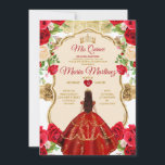 Elegante Rote Rosen Prinzessin Quinceañera Einladung<br><div class="desc">Elegante,  helle Rote Rosen Prinzessin Quinceañera Einladung Mis Quince 15 Anos,  16. Geburtstag Schmetterling.</div>