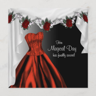 Elegante rote Rosen-Quinceanera-Einladungen Einladung