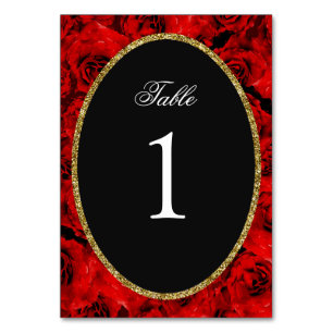 Elegante rote Rosen Quinceanera schwarze Tischnumm Tischnummer