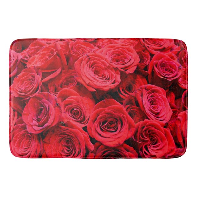 Elegante rote Rosen Rote Blume Rote Blüte Badematte (Vorderseite)