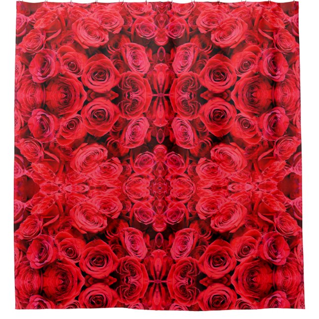 Elegante rote Rosen Rote Blume Rote Blüte Duschvorhang (Vorderseite)