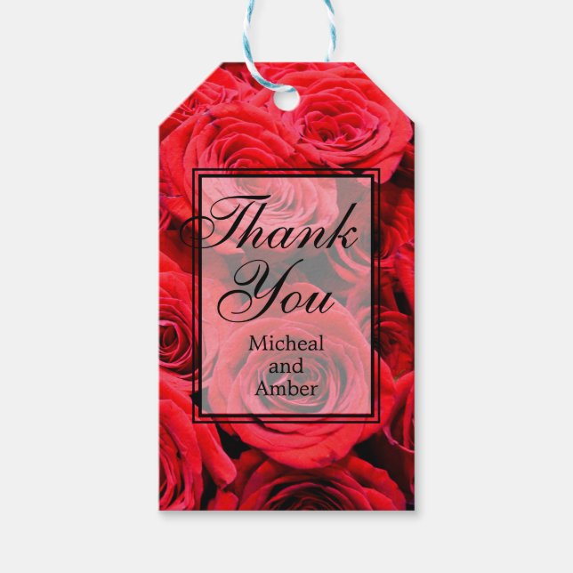 Elegante rote Rosen Rote Blume Rote Blüte Geschenkanhänger (Vorderseite)