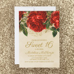 Elegante Rote Rosen Tan Sweet 16 Geburtstag Einladung<br><div class="desc">Schöne,  elegante rote Rosen am Geburtstag Sweet 16/16 Geburtstagsparty 5"x7" Einladung.</div>