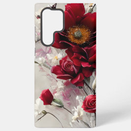 Elegante Rote Rosen und Blume Smartphone-Fall Samsung Galaxy Hülle