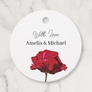 Elegante rote Rosenhochzeit Geschenkanhänger