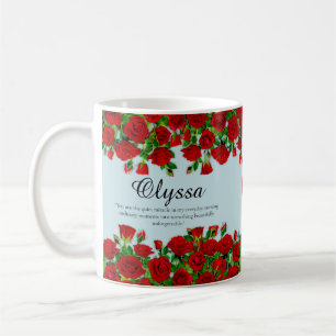 Elegante rote Rosenrand-Garten-Themene mit individ Kaffeetasse