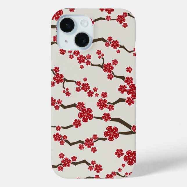 Elegante Rote Sakura Kirchenbronzern Blume Moderne Case-Mate iPhone Hülle (Rückseite)