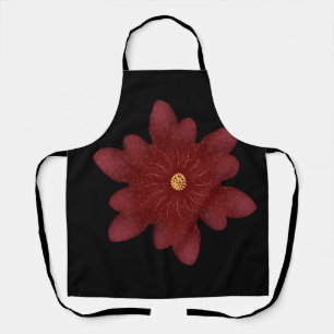 Elegante rote Samtblume auf Schwarz   Dunkle Blume Schürze