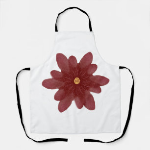 Elegante rote Samtblume auf Schwarz   Dunkle Blume Schürze