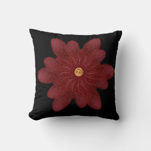 Elegante rote Samtblume auf Schwarz   Dunkle Flora Kissen