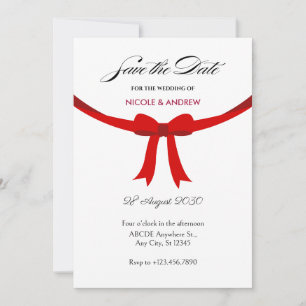Elegante rote Schleife Hochzeit Save The Date