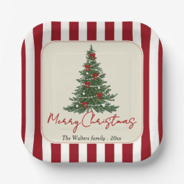 Elegante rote Schleife Weihnachtsbaum-Party-Papier Pappteller