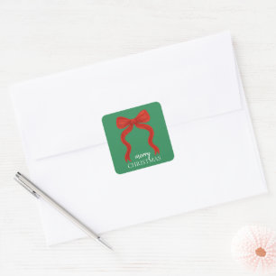 Elegante rote Schleife Weihnachtsfeier - Quadratischer Aufkleber