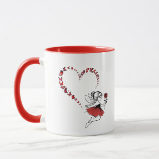 Elegante rote Schmetterlings-Herz-Feengestalt Zwei Tasse