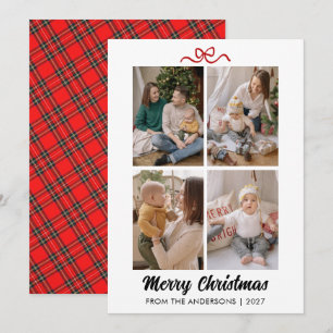Elegante rote Schrift Frohe Weihnachten 4-Foto-Col