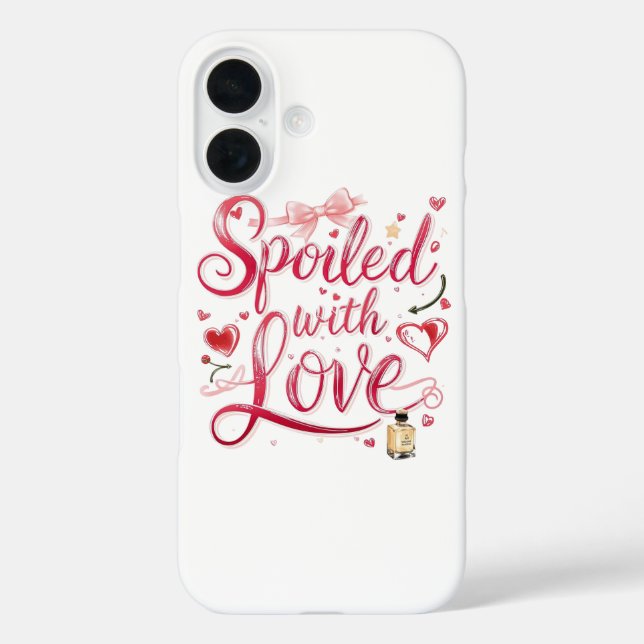 Elegante rote Schrift mit Champagner iPhone 16 Hülle (Rückseite)