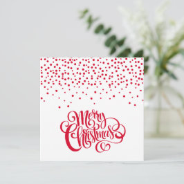 Elegante Rote Schrift Typografie & Confetti Weihna Feiertagskarte