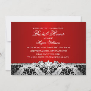 Elegante rote Silber-Damaskus- & Juwelen-Braut-Dus Einladung