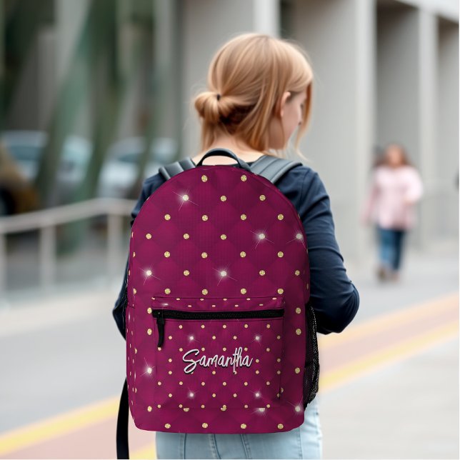 Elegante rote silberne Imitate Glitzer Tropfen mit Bedruckter Rucksack (Von Creator hochgeladen)