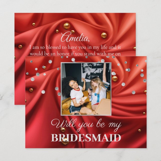 Elegante rote Silky Velvet wird meine Bridesmaid s Postkarte (Vorne/Hinten)