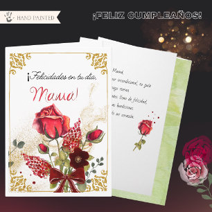 Elegante rote spanische Rosen-Geburtstagskarte für Karte