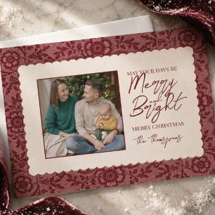 Elegante rote Spitze Rand Familienfoto Weihnachten