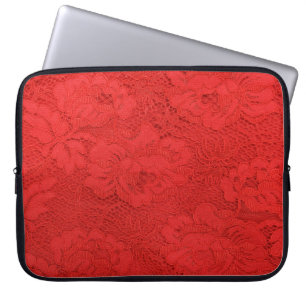 Elegante rote Spitzen, nahtlose Textur Laptopschutzhülle
