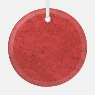 Elegante rote Spitzen, nahtlose Textur Ornament Aus Glas