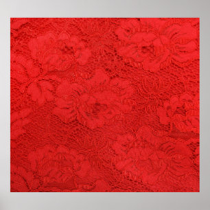 Elegante rote Spitzen, nahtlose Textur Poster