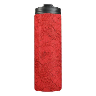 Elegante rote Spitzen, nahtlose Textur Thermosbecher