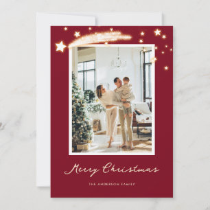 Elegante rote Sternen-Fotokarten zu Weihnachten