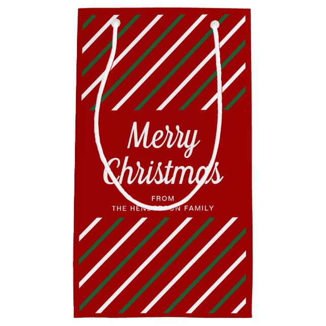 Elegante Rote Streifen Weihnachten Kleine Geschenktüte (Vorderseite)