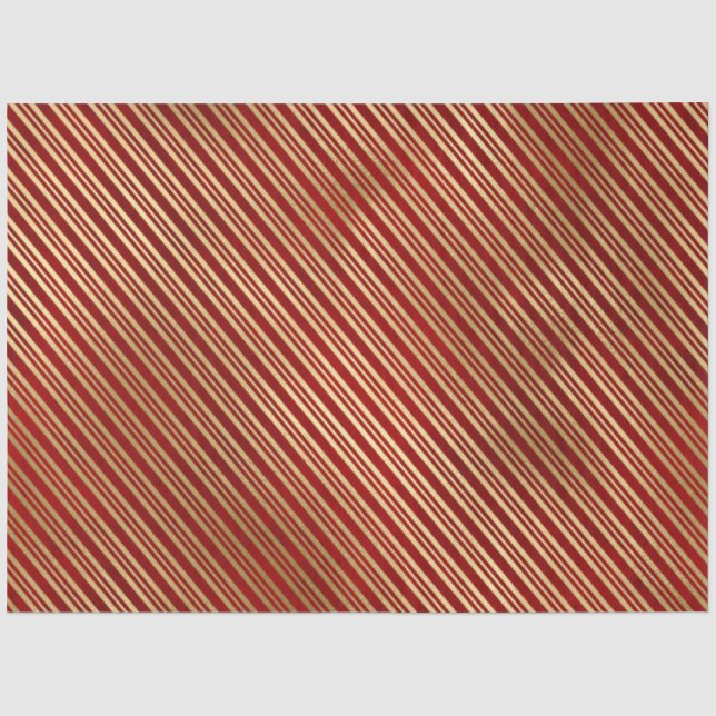 Elegante Rote Streifen Weihnachten Seidenpapier (Vorderseite)
