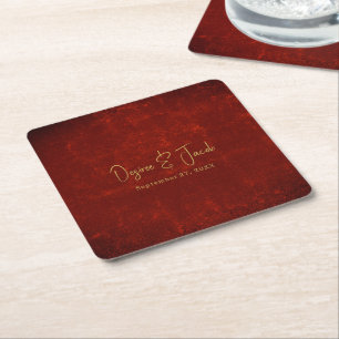 Elegante rote Textur Gold Land rustikales Weihnach Rechteckiger Pappuntersetzer