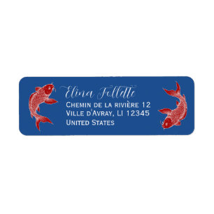 Elegante rote und blaue Koi-Fisch-Rücksendeadresse